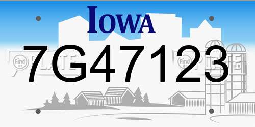 7G47123 Iowa License Plate