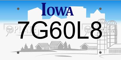 7G60L8 Iowa License Plate
