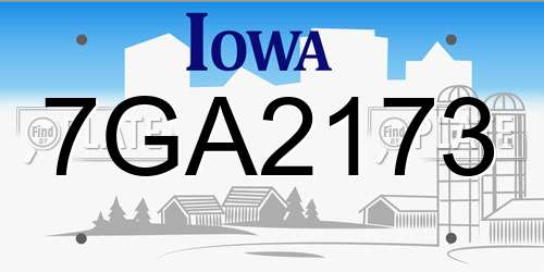 7GA2173 Iowa License Plate
