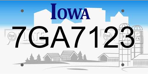 7GA7123 Iowa License Plate
