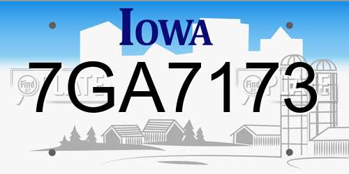 7GA7173 Iowa License Plate