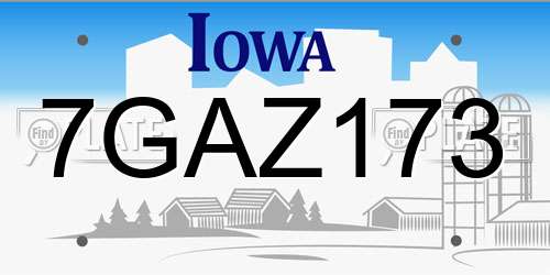7GAZ173 Iowa License Plate