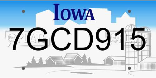 7GCD915 Iowa License Plate