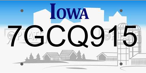 7GCQ915 Iowa License Plate