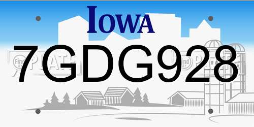 7GDG928 Iowa License Plate