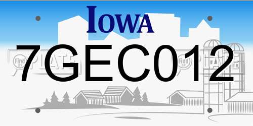 7GEC012 Iowa License Plate