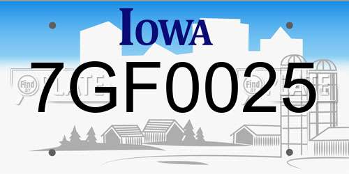7GF0025 Iowa License Plate