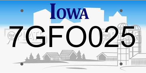 7GFO025 Iowa License Plate
