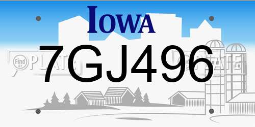 7GJ496 Iowa License Plate