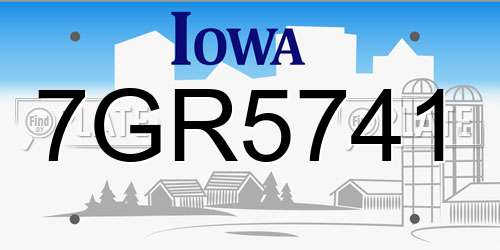 7GR5741 Iowa License Plate