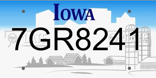 7GR8241 Iowa License Plate