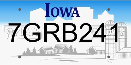 7GRB241 Iowa License Plate