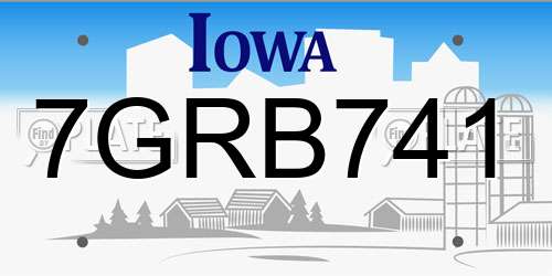 7GRB741 Iowa License Plate