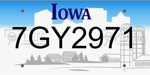 7GY2971 Iowa License Plate