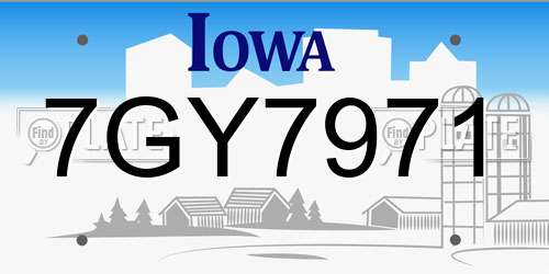 7GY7971 Iowa License Plate