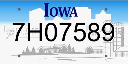 7H07589 Iowa License Plate