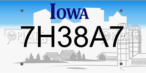 7H38A7 Iowa License Plate