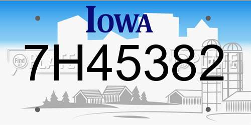 7H45382 Iowa License Plate