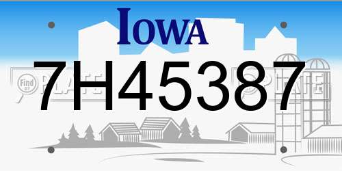 7H45387 Iowa License Plate