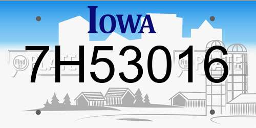 7H53016 Iowa License Plate