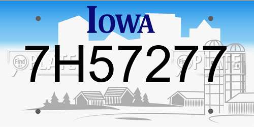 7H57277 Iowa License Plate