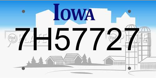 7H57727 Iowa License Plate