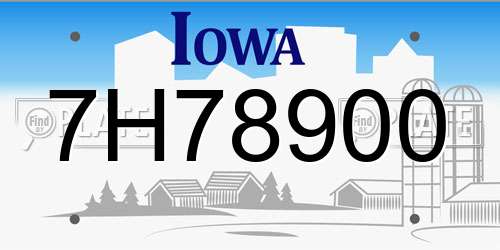 7H78900 Iowa License Plate