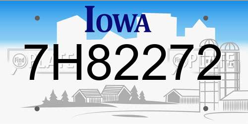 7H82272 Iowa License Plate