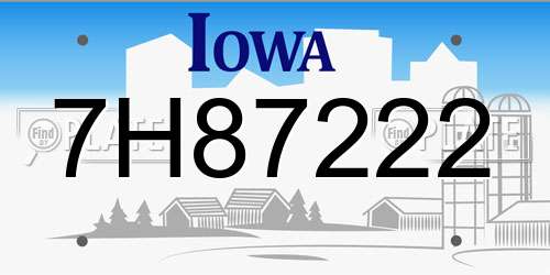 7H87222 Iowa License Plate