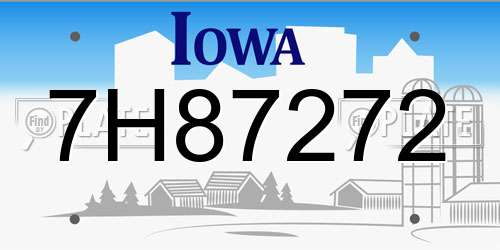 7H87272 Iowa License Plate