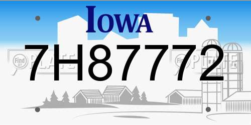 7H87772 Iowa License Plate
