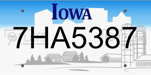7HA5387 Iowa License Plate