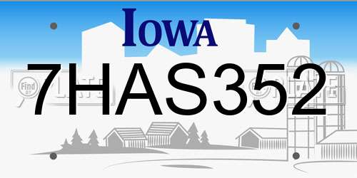 7HAS352 Iowa License Plate