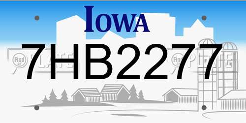 7HB2277 Iowa License Plate
