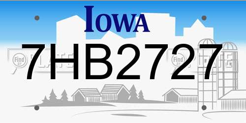 7HB2727 Iowa License Plate