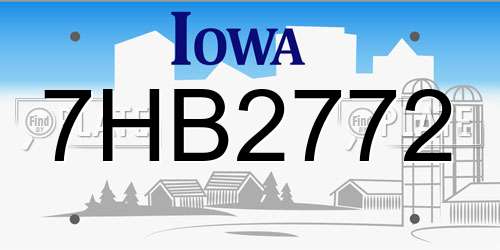 7HB2772 Iowa License Plate
