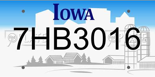 7HB3016 Iowa License Plate