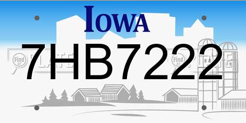7HB7222 Iowa License Plate