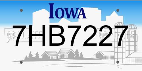 7HB7227 Iowa License Plate