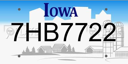 7HB7722 Iowa License Plate
