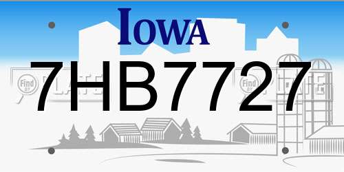 7HB7727 Iowa License Plate