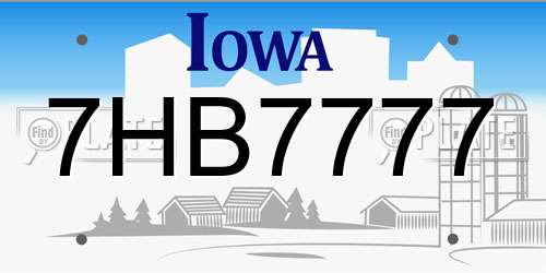 7HB7777 Iowa License Plate