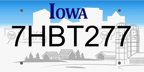 7HBT277 Iowa License Plate