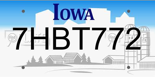 7HBT772 Iowa License Plate