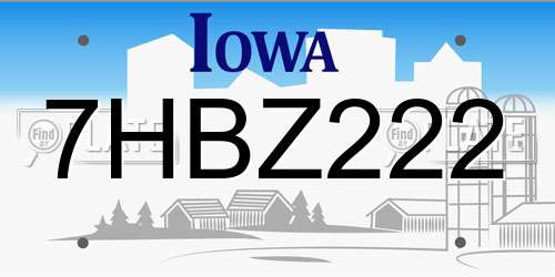 7HBZ222 Iowa License Plate