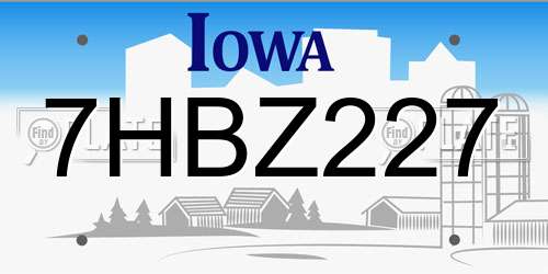 7HBZ227 Iowa License Plate