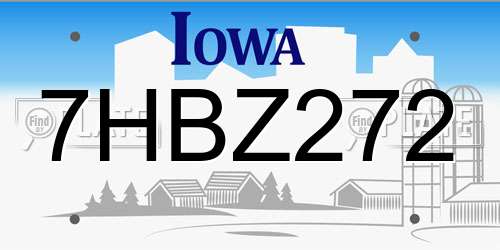 7HBZ272 Iowa License Plate