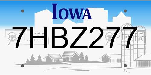 7HBZ277 Iowa License Plate