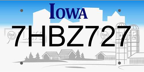 7HBZ727 Iowa License Plate