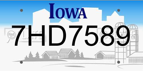 7HD7589 Iowa License Plate